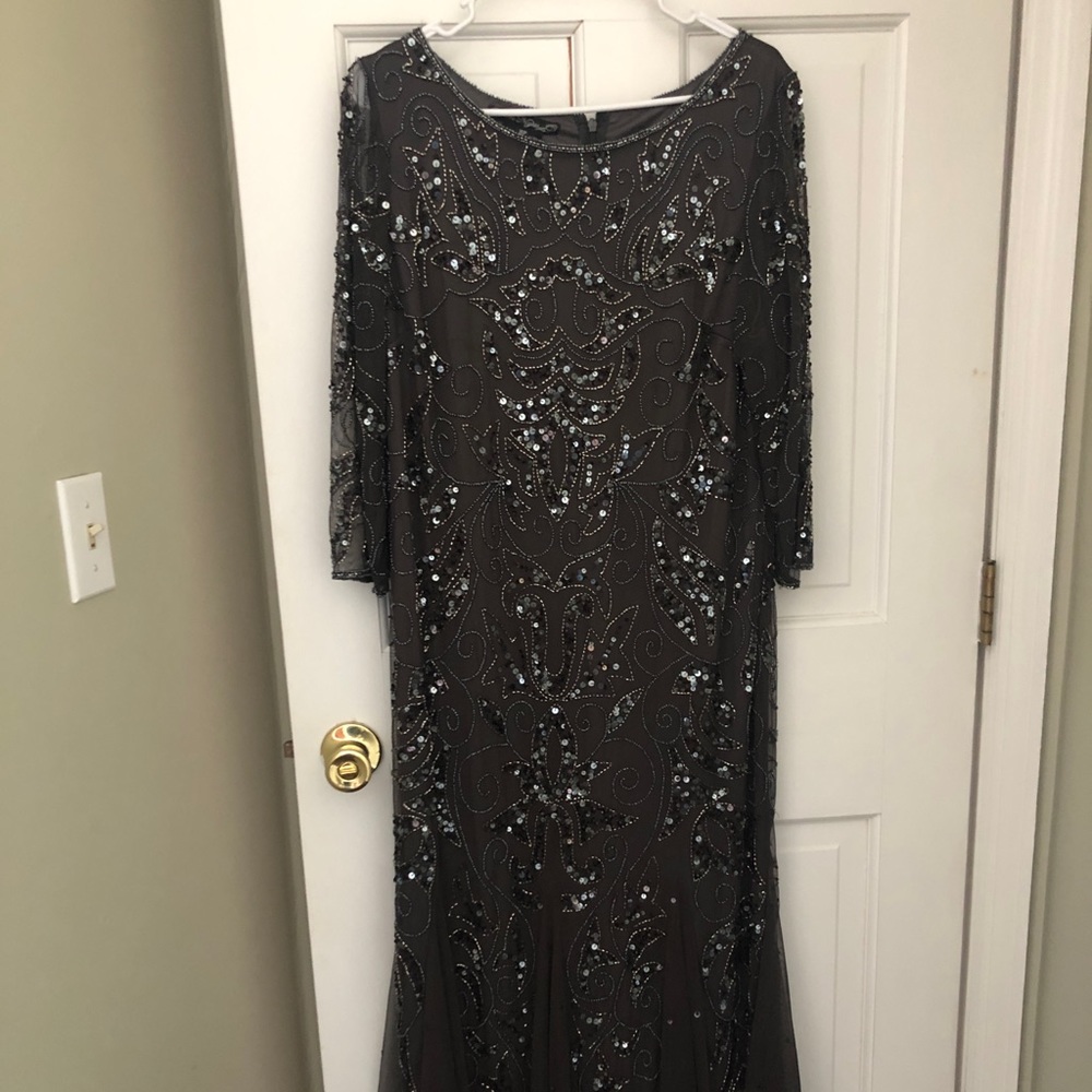 Mother of the bride dress - Pizarro nights 3/4 sleeve crew neck beaded gown